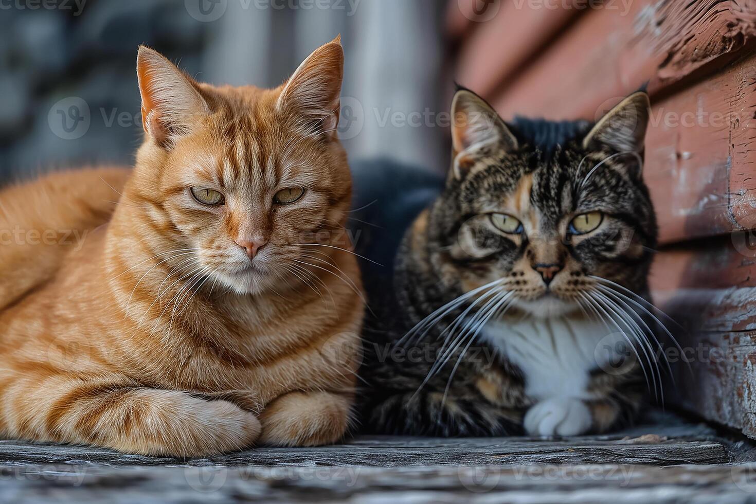 ai gegenereerd twee vriendelijk katten foto