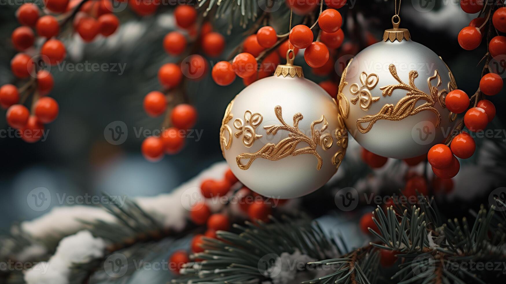 ai gegenereerd Kerstmis boom Afdeling met kerstballen en decoraties foto