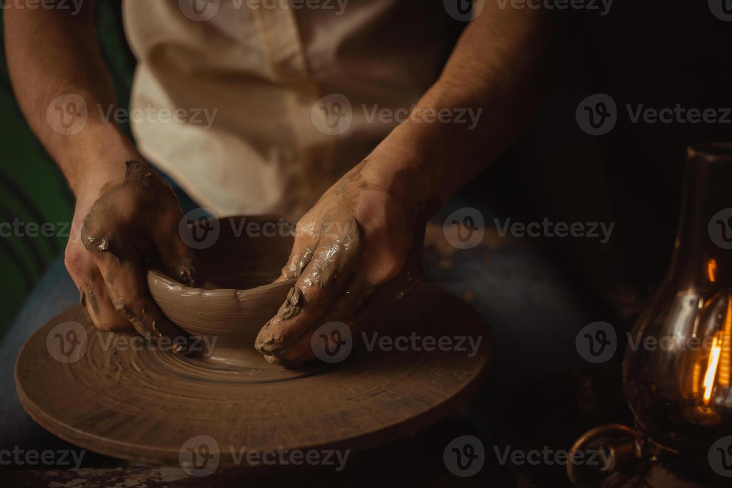 pottenbakkerij werkplaats, klei Product, authentiek atmosfeer, achtergrond foto