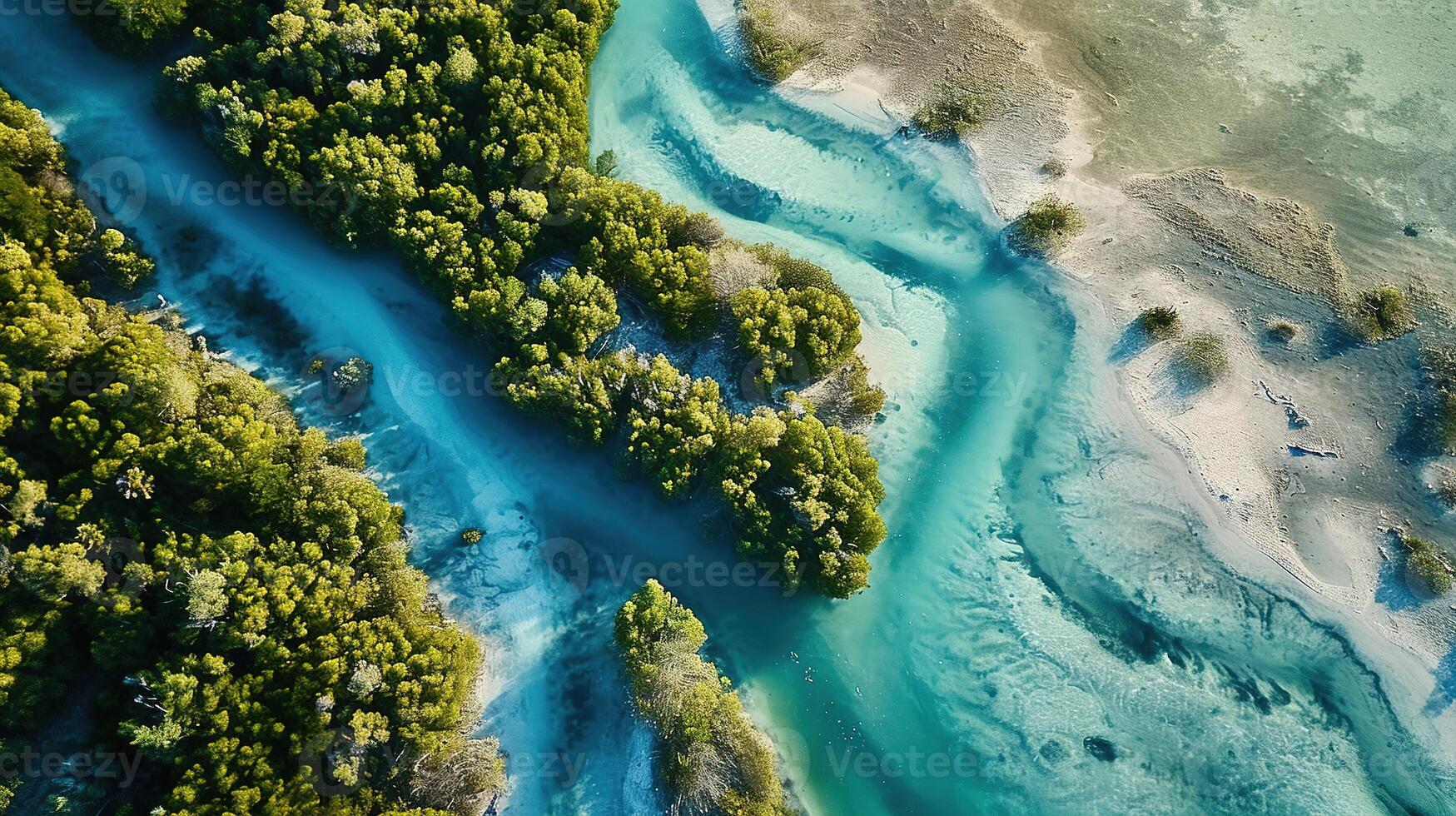 ai gegenereerd generatief ai, antenne visie van labyrint waterwegen, dar foto, mooi landschap foto