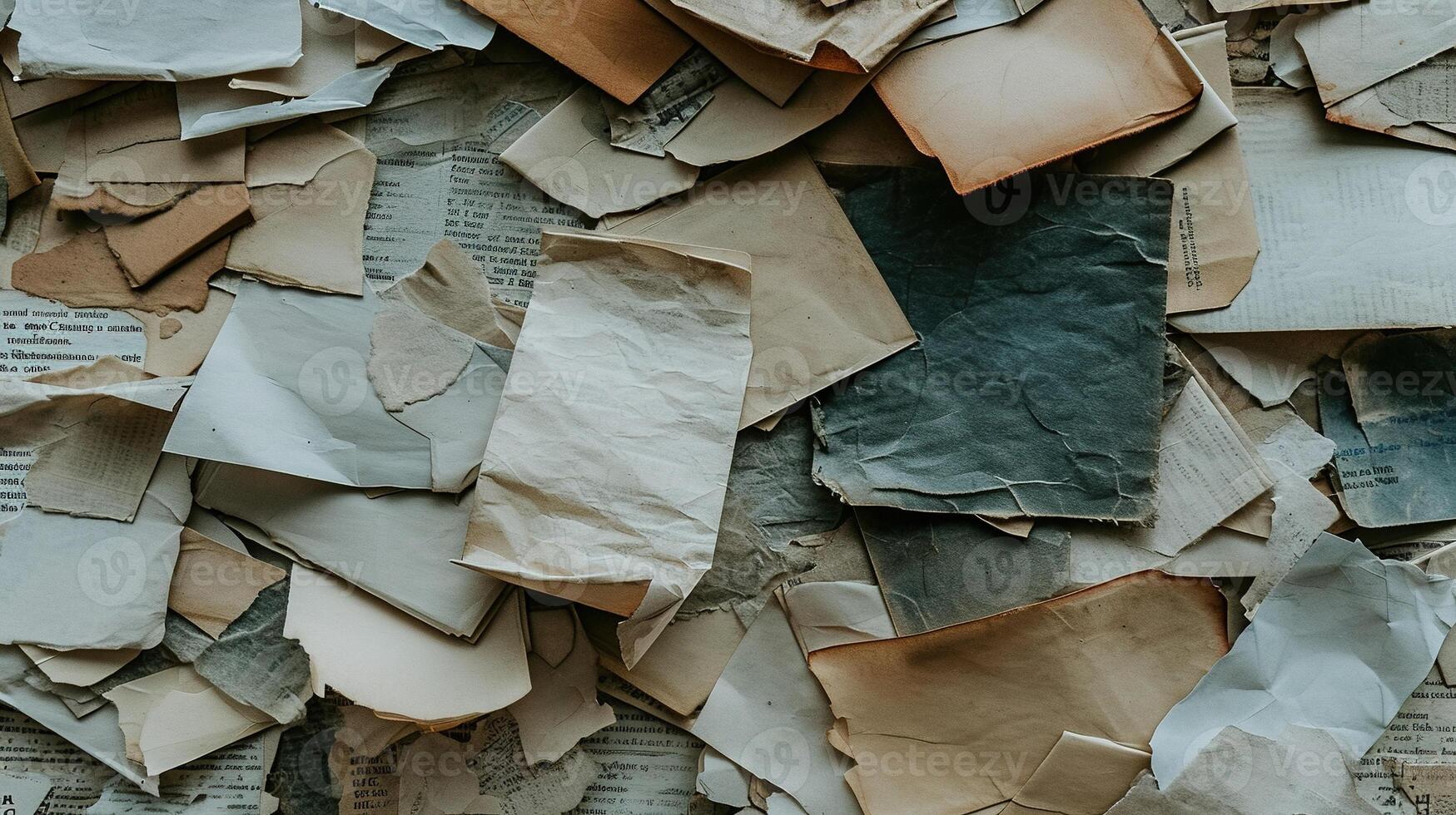 ai gegenereerd generatief ai, collage van verspilling papier stukken, gescheurd papier met gescheurd, recycling concept foto