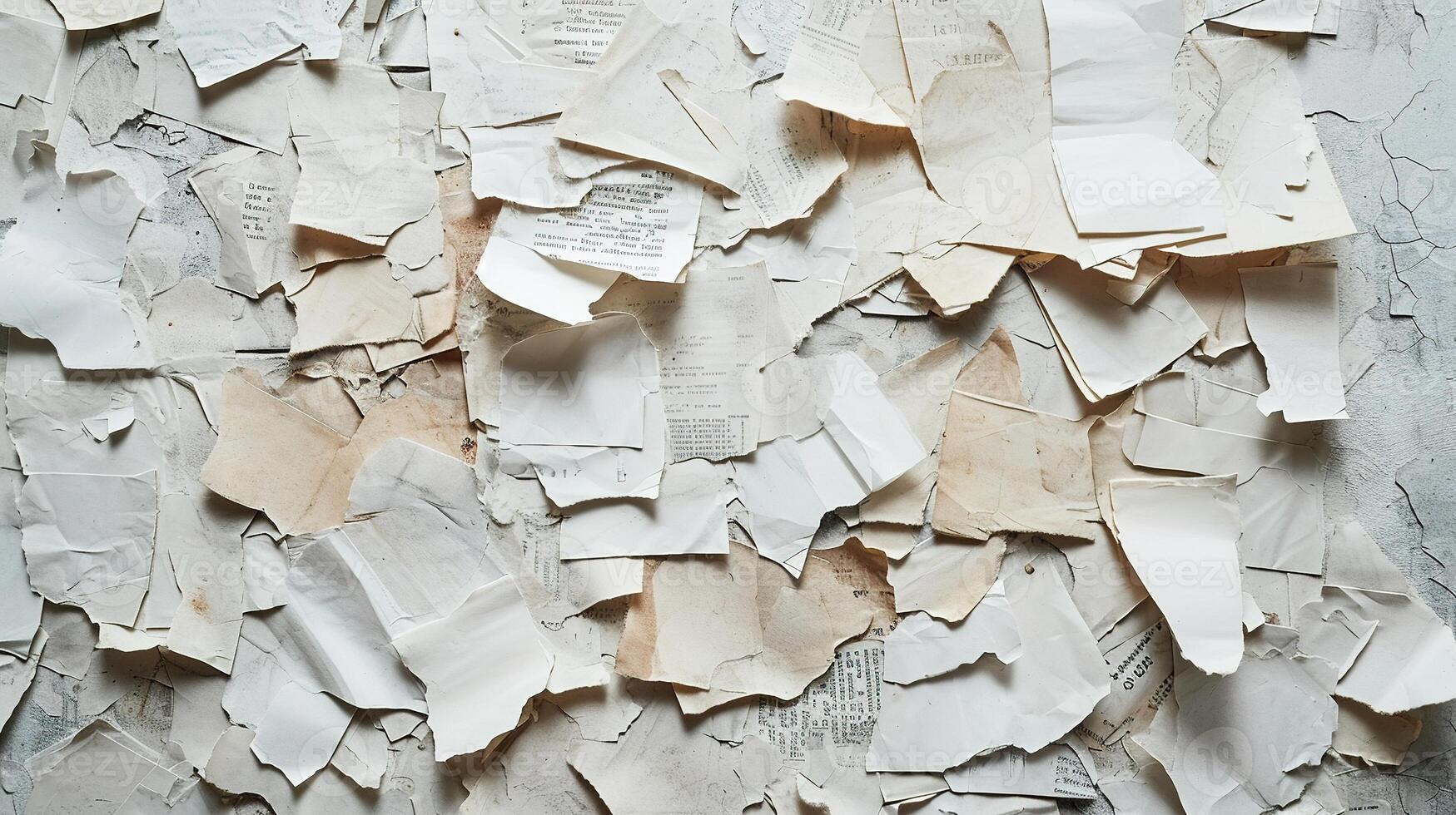 ai gegenereerd generatief ai, collage van verspilling papier stukken, gescheurd papier met gescheurd, recycling concept foto