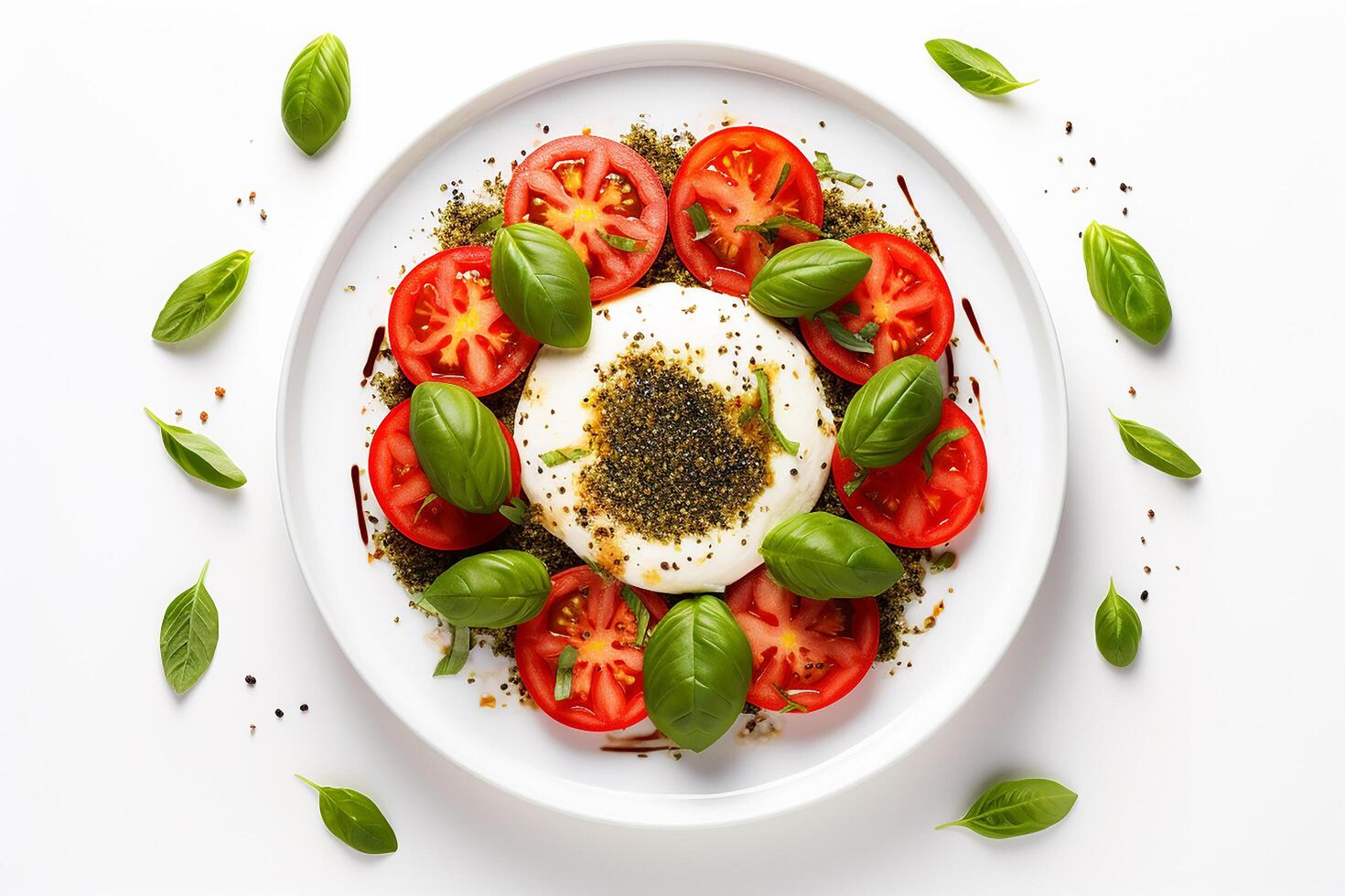 ai gegenereerd caprese salade met Mozzarella en quinoa hoog eiwit salade foto