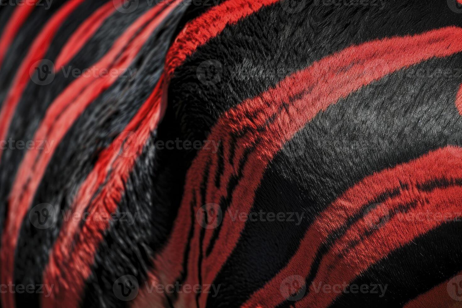 ai gegenereerd ultra realistisch zebra huid behang zwart en rood foto
