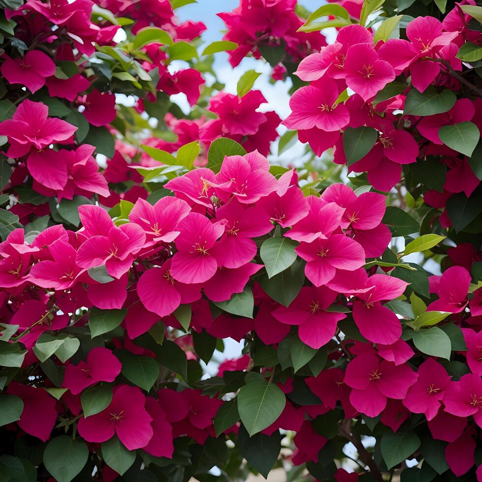 ai gegenereerd een groot struik van helder roze bloemen foto