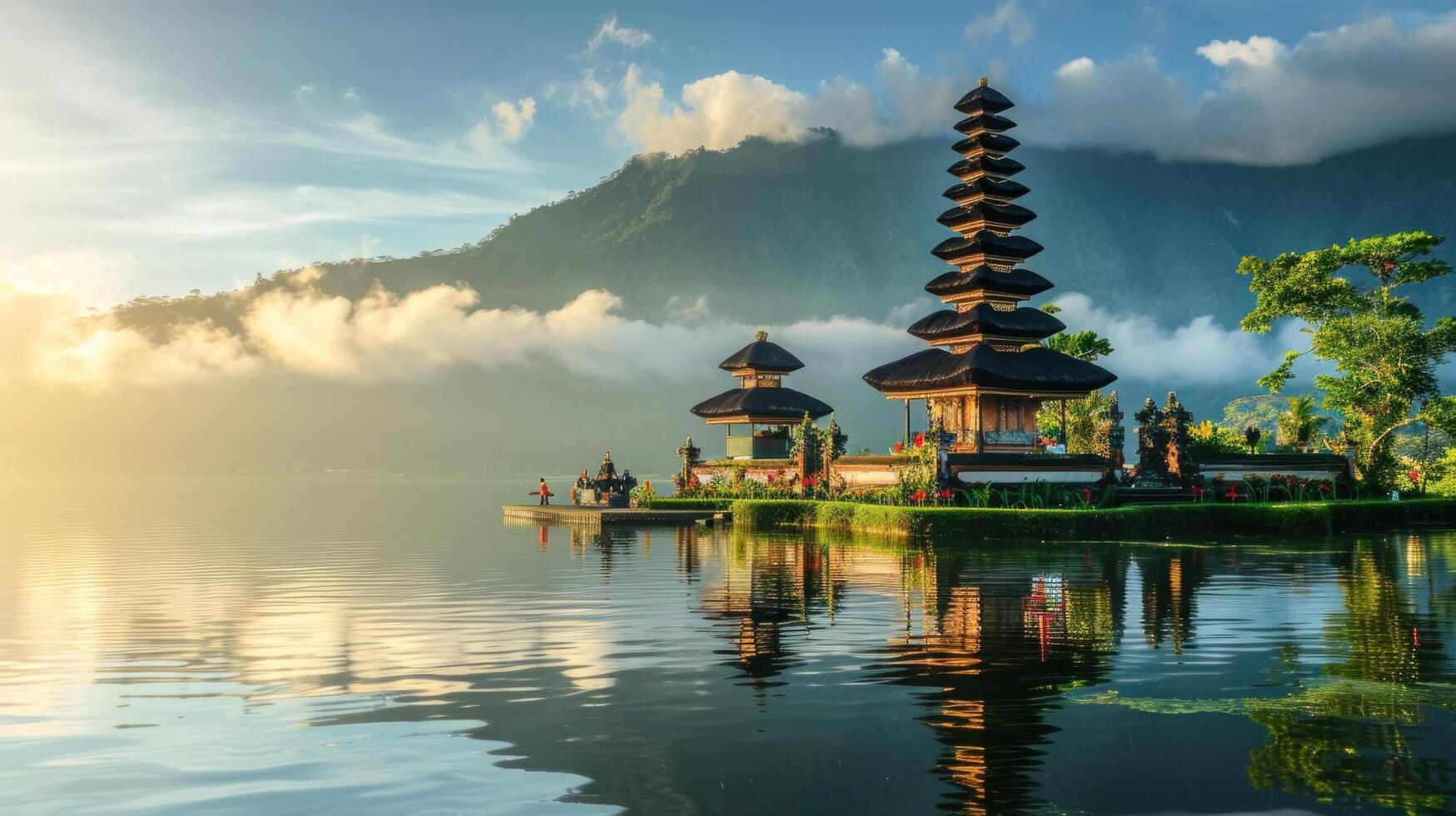 ai gegenereerd op reis naar Bali advertentie achtergrond met kopiëren ruimte foto