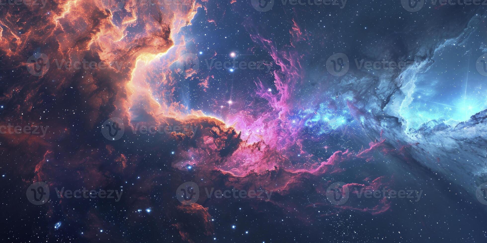 ai gegenereerd nevel en sterrenstelsels in ruimte. abstract kosmos achtergrond. foto