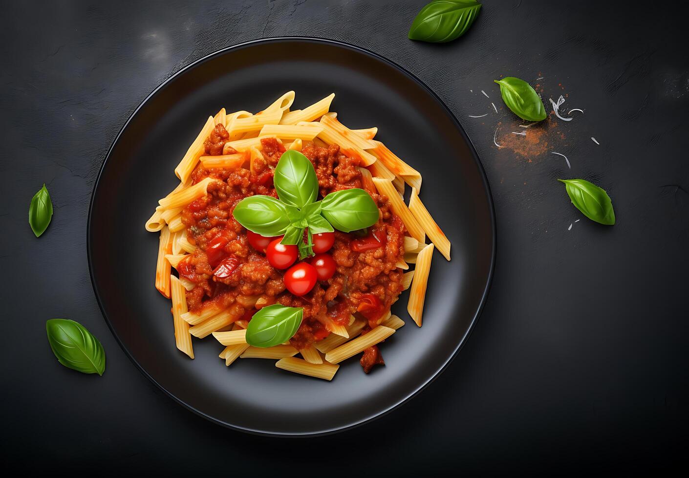 ai gegenereerd foto penne pasta in tomaat saus