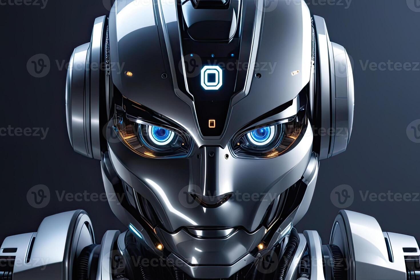 ai gegenereerd digitaal grafisch ai kunstmatig intelligentie- robot hoofd futuristische door ai generatief foto
