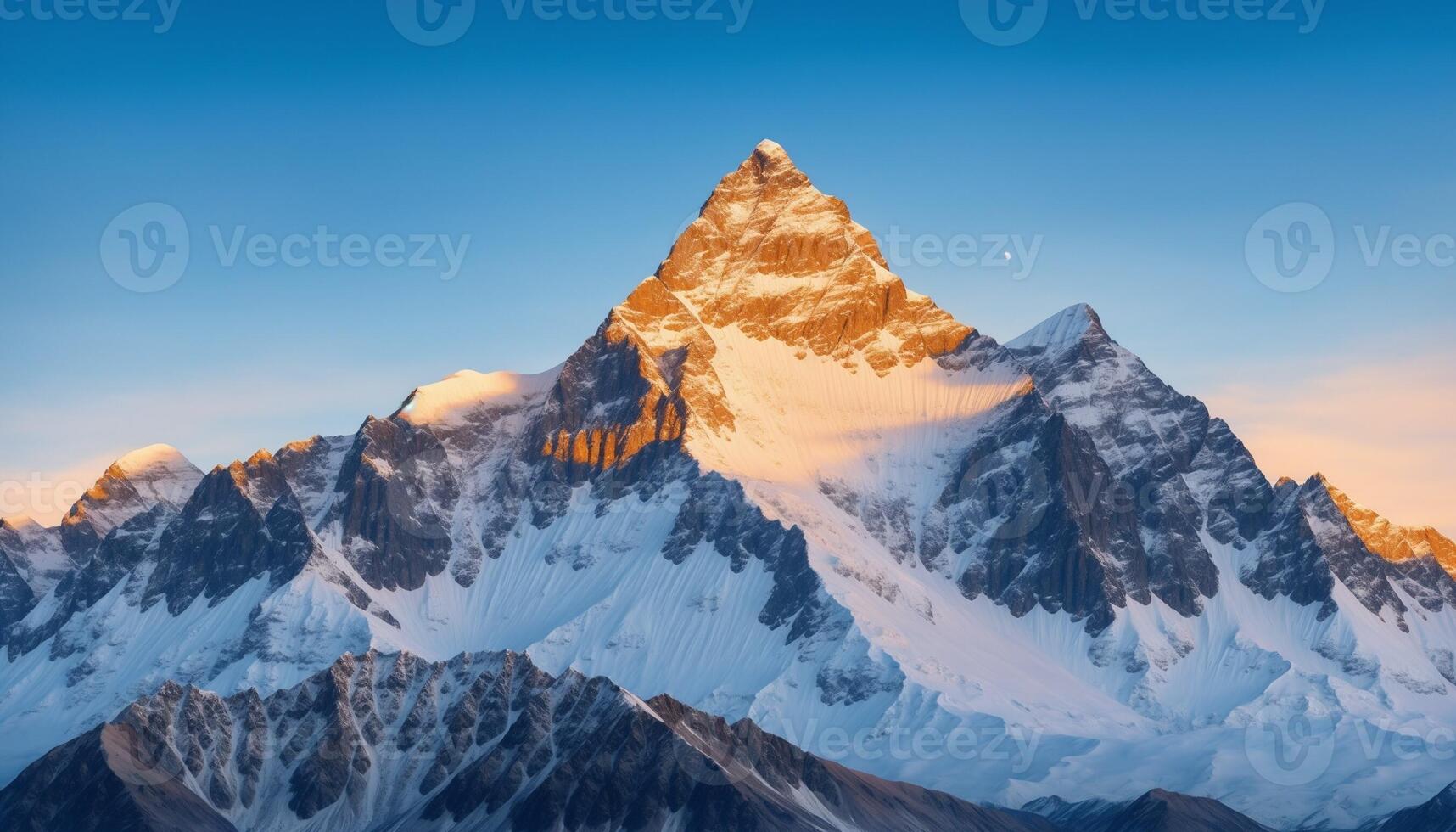 ai gegenereerd de berg reeks is gezien Bij zonsondergang foto