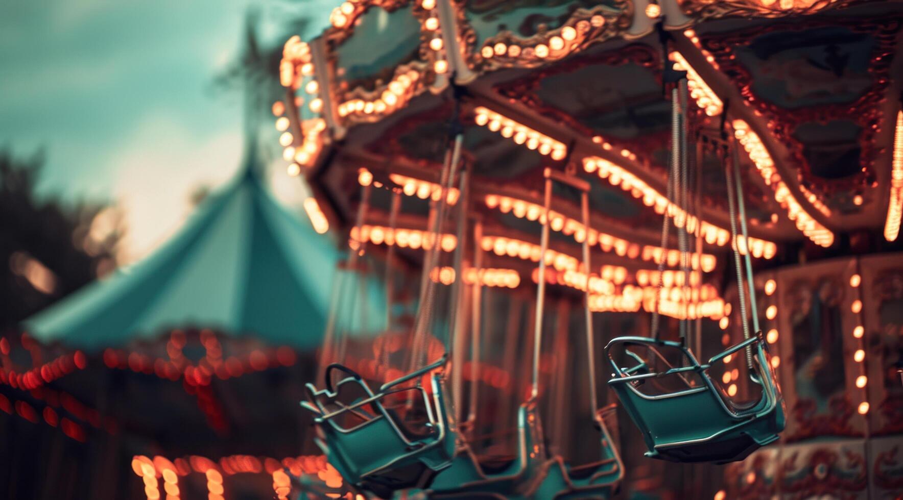 ai gegenereerd kleurrijk ritten Bij een amusement park foto