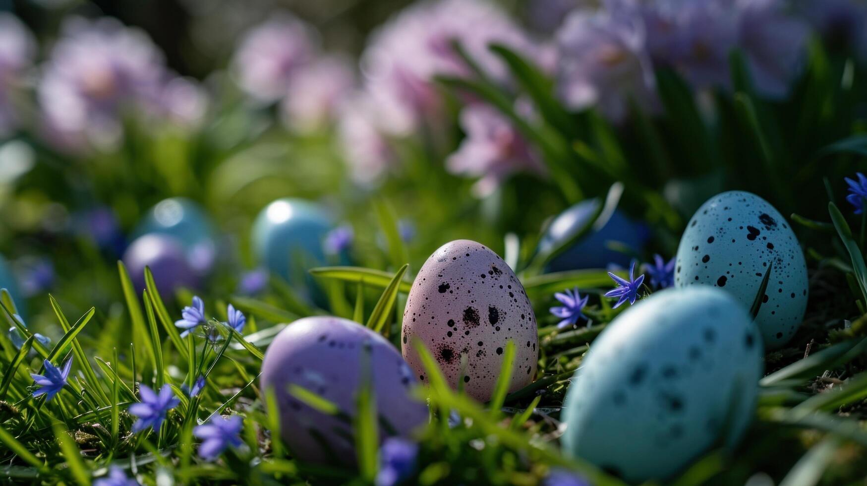 ai gegenereerd Pasen met een explosie van bloeiend bloemen aangevuld foto