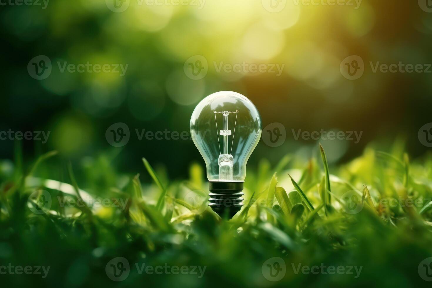 ai gegenereerd licht lamp Aan gras groen veilig natuur dag concept foto