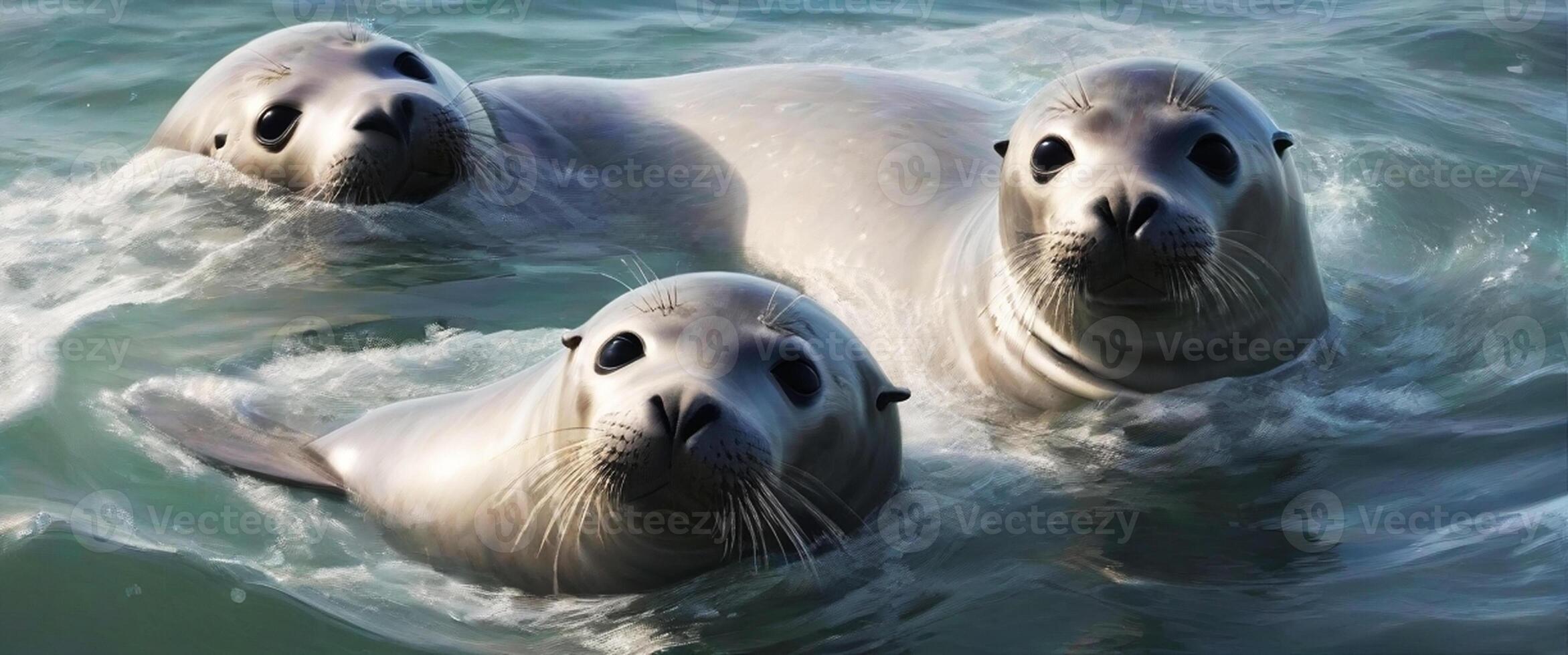 ai gegenereerd kust- charme zegel in de teder wateren foto