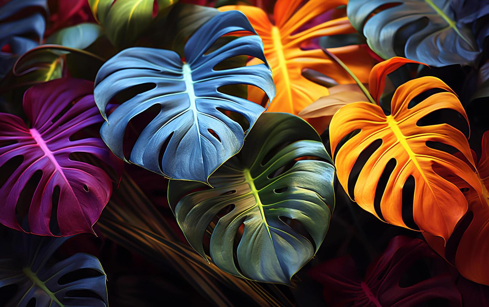 creatief oerwoud gevoel abstract fluorescerend bladeren patroon foto