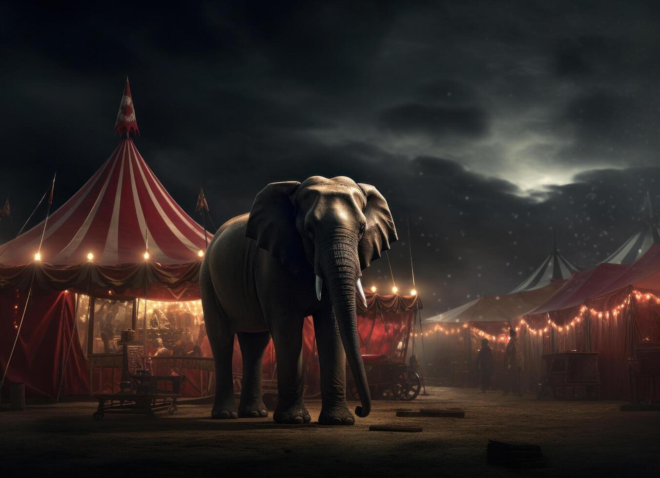 ai gegenereerd circus Bij nacht in de donker foto