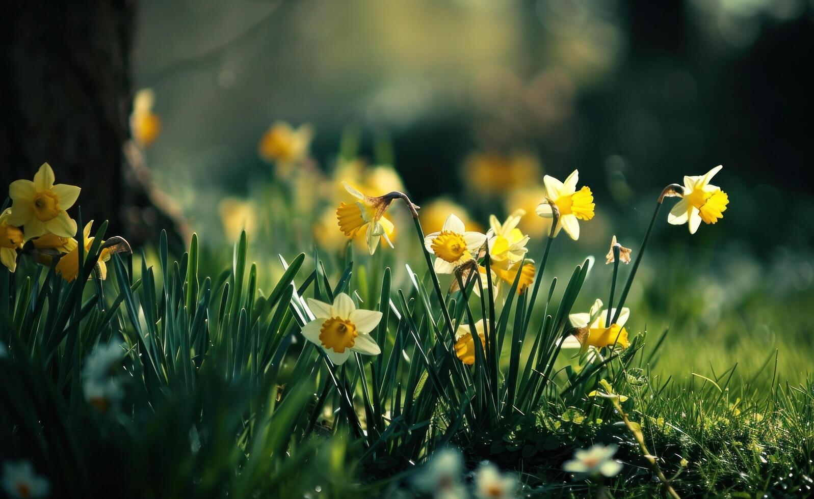 ai gegenereerd narcissen in de zomer, foto