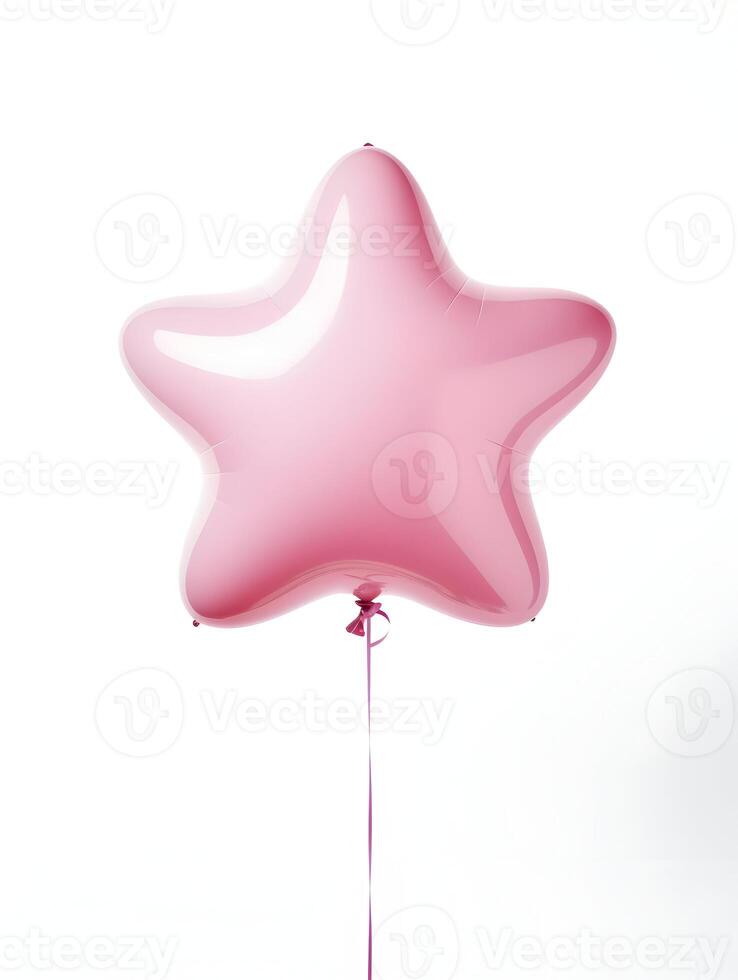 ai gegenereerd roze stervormig ballon filmische foto geïsoleerd Aan een wit achtergrond. hoge resolutie. ai generatief