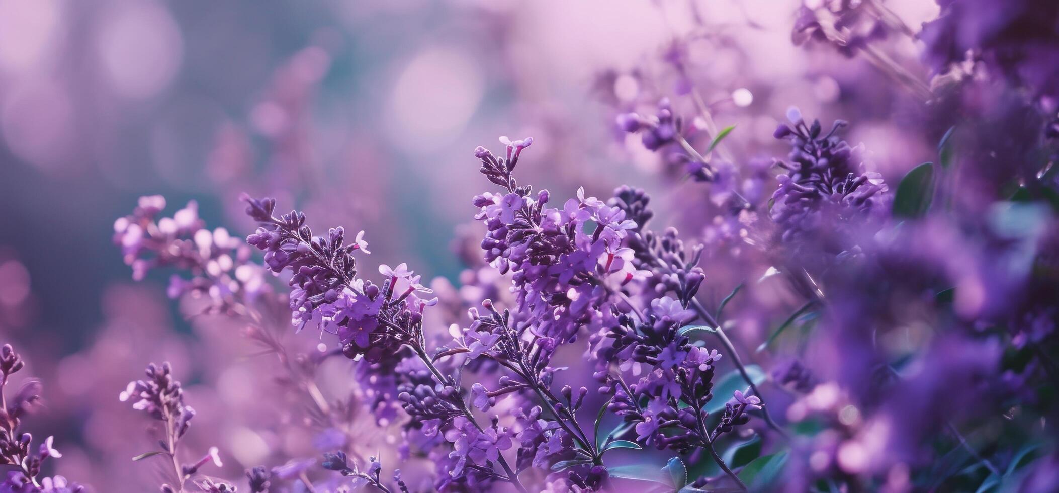 ai gegenereerd roze lila bloemen dichtbij omhoog in zacht kleuren foto