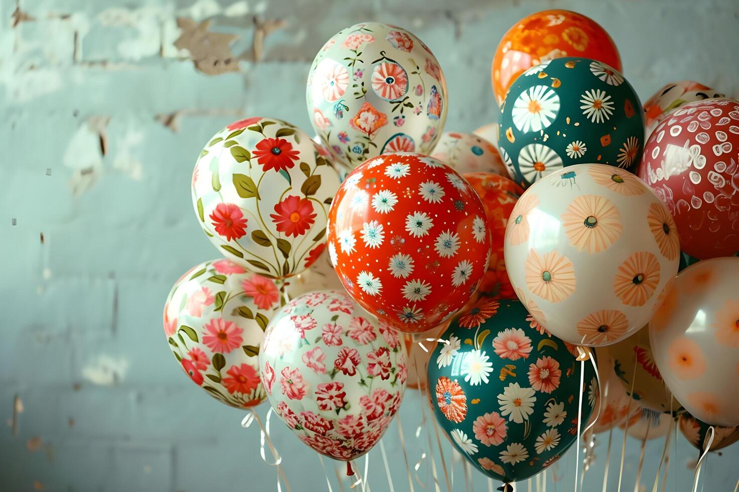 ai gegenereerd bloemen eigenzinnigheid een ballon boeket versierd met delicaat bloemen patronen foto