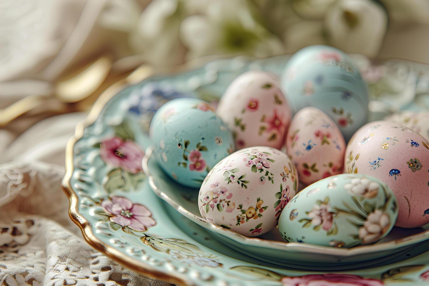 ai gegenereerd aster elegantie een pastel bloemen affaire Bij de tafel foto