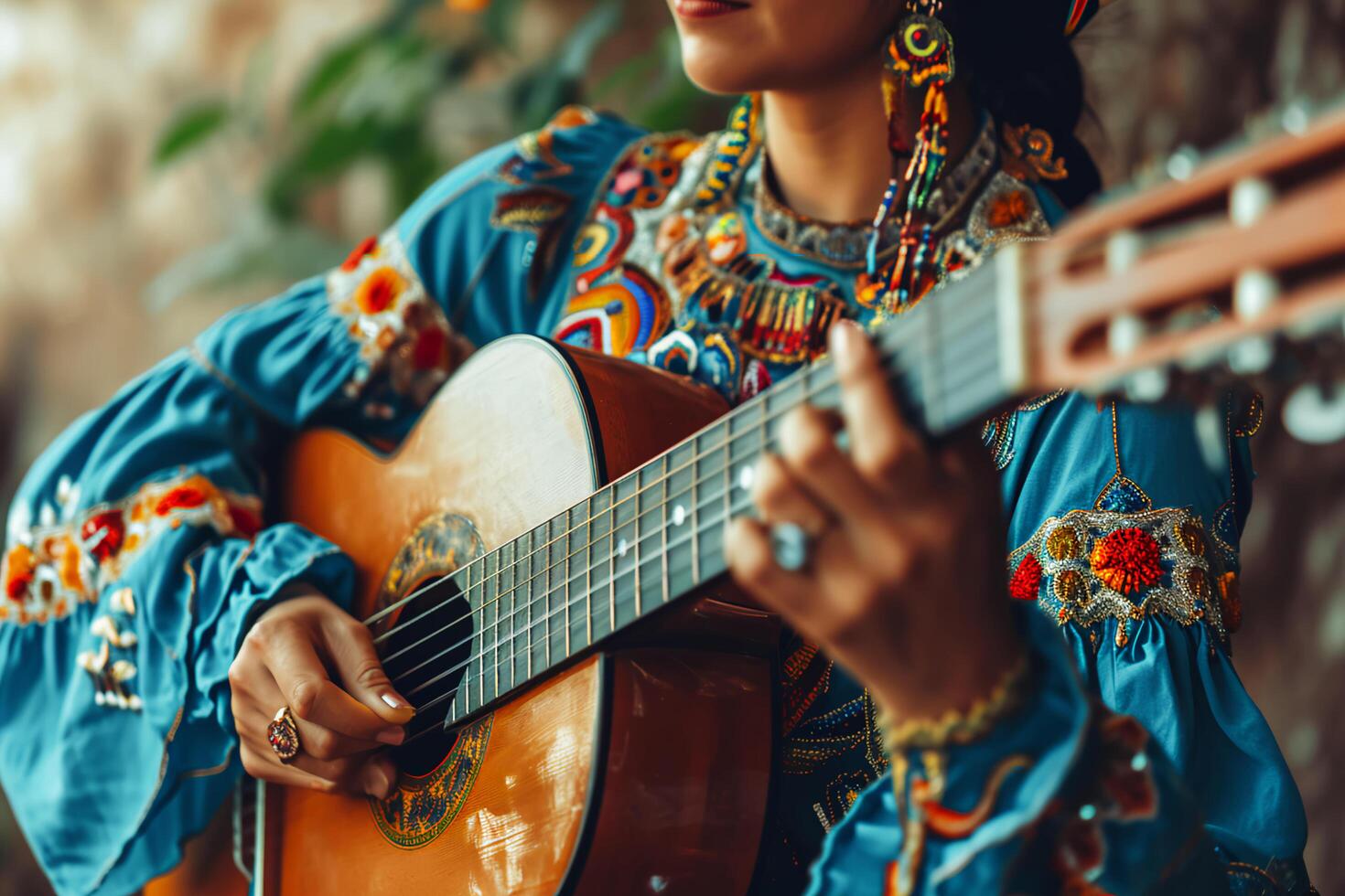 ai gegenereerd folk-geïnspireerd straling omarmen Mexicaans schoonheid tradities foto