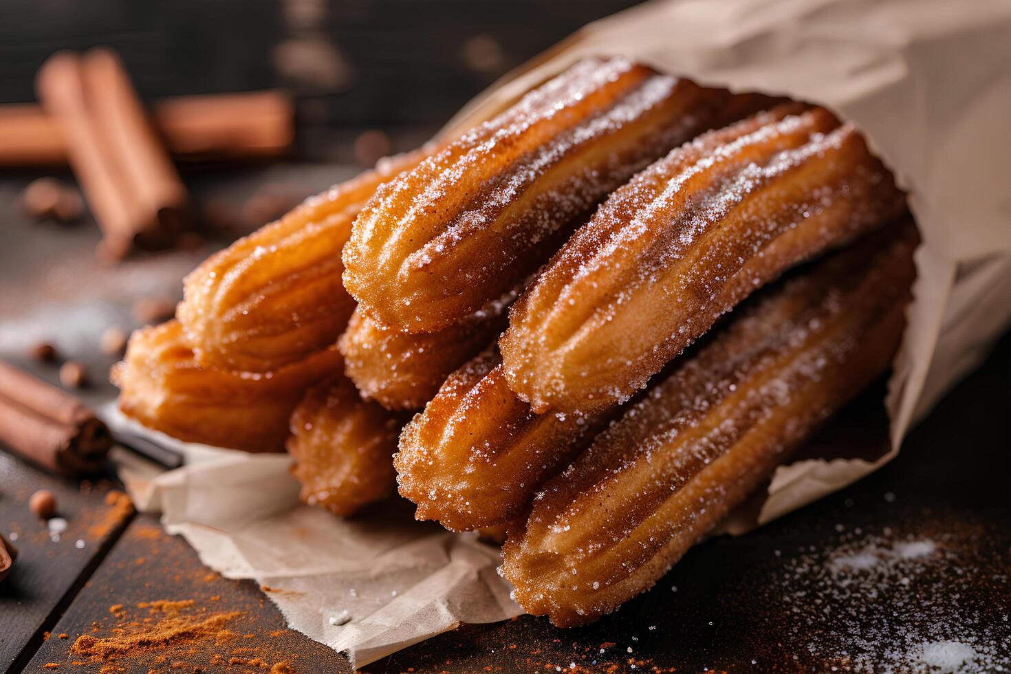 ai gegenereerd kaneel gelukzaligheid Mexicaans churros Aan een folk-geïnspireerd culinaire canvas foto