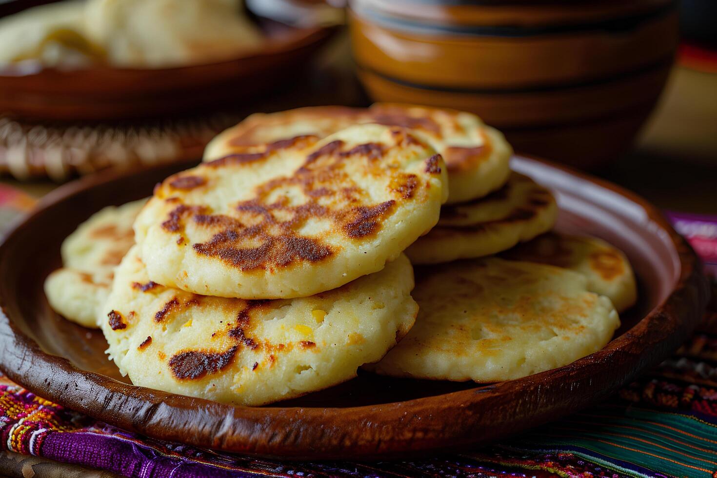 ai gegenereerd maïs pannenkoek genot traditioneel Colombiaanse arepas de choclo foto