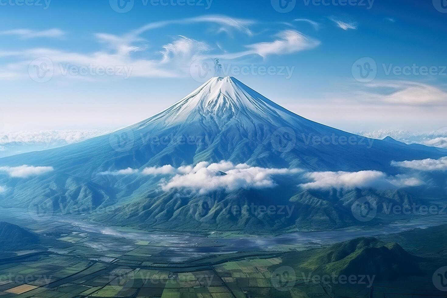 ai gegenereerd antenne visie van monteren fuji, Japan, ai gegenereerd foto