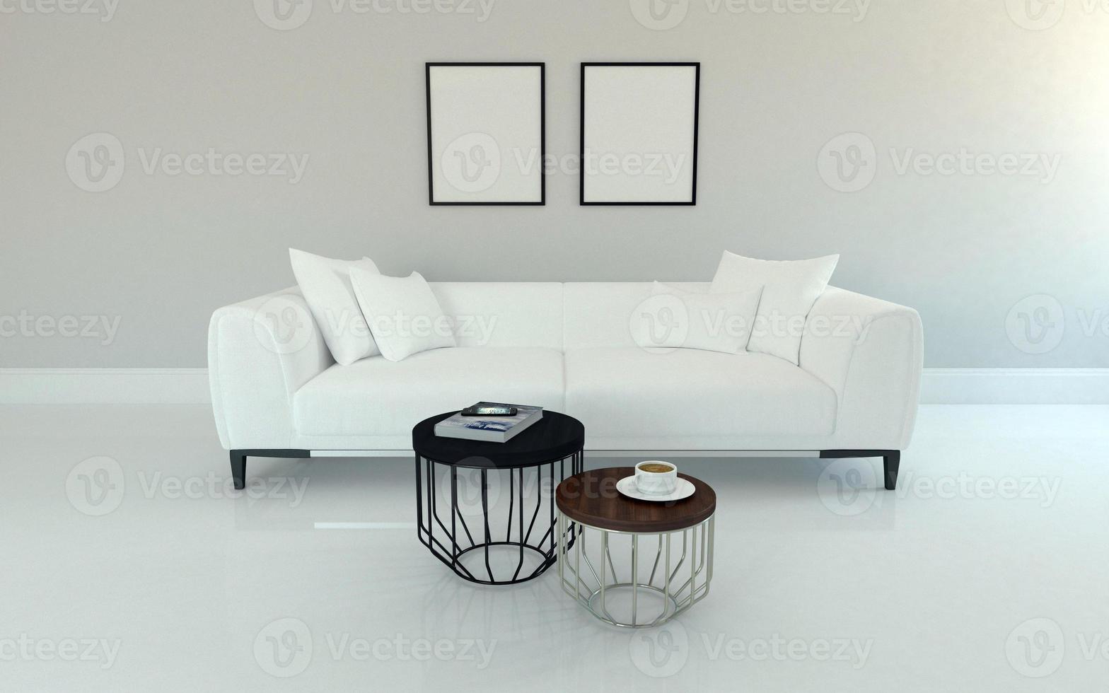 3D-realistische mockup van woonkamerinterieur foto