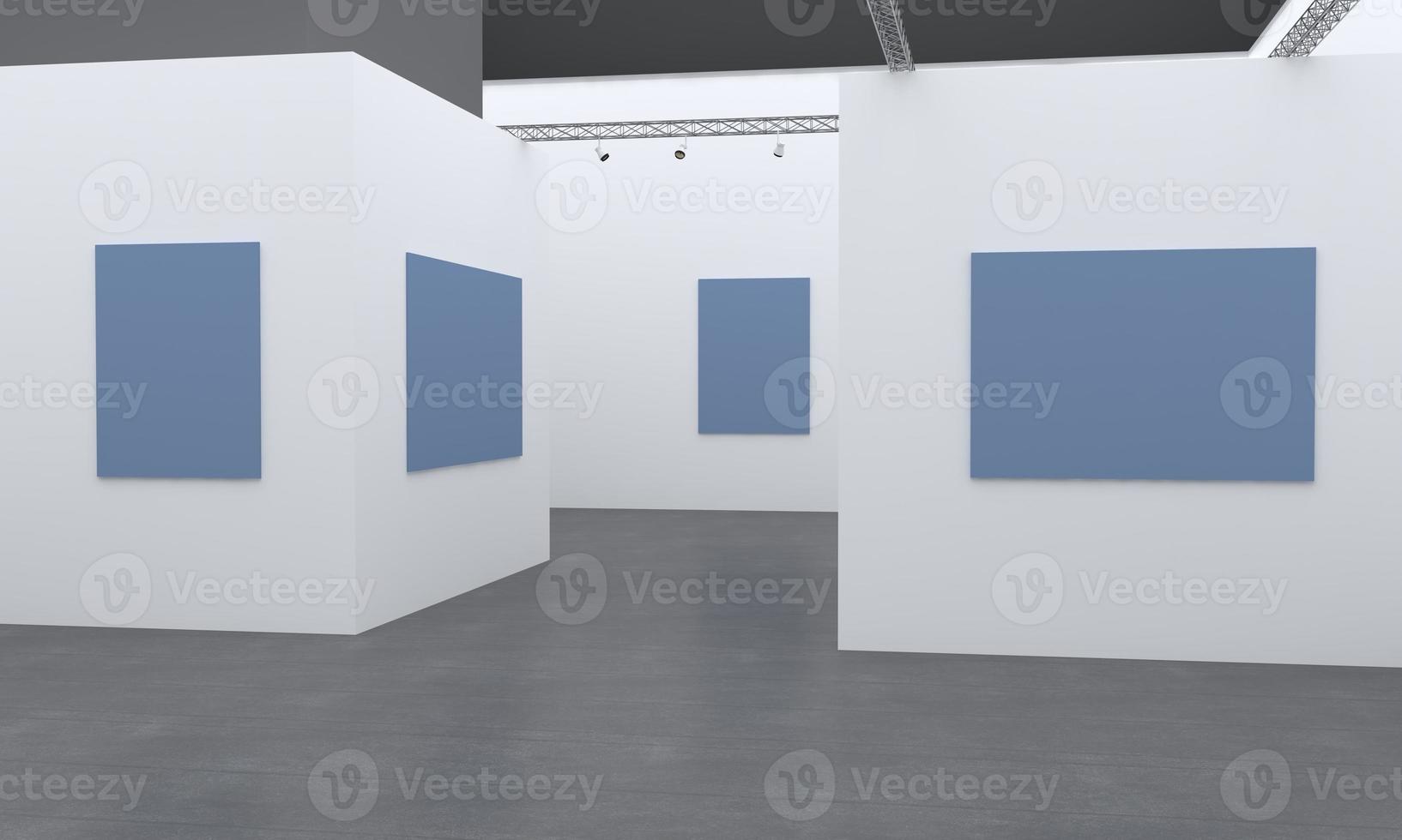 kunstgalerie frames mockup 3d illustratie en 3D-rendering foto