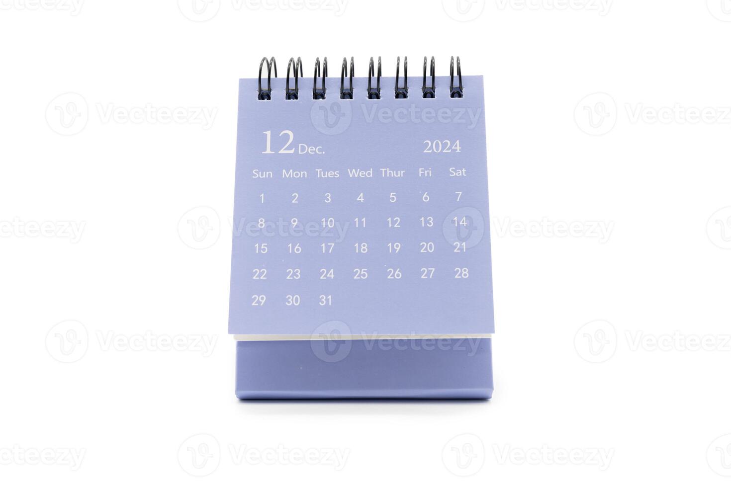 gemakkelijk bureau kalender voor december 2024 geïsoleerd Aan wit achtergrond. kalender concept met kopiëren ruimte. foto