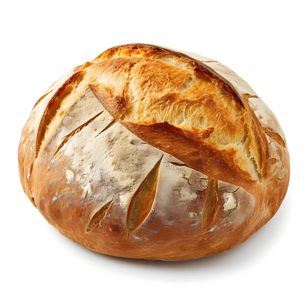 ai gegenereerd zuurdesem brood geïsoleerd Aan wit achtergrond foto