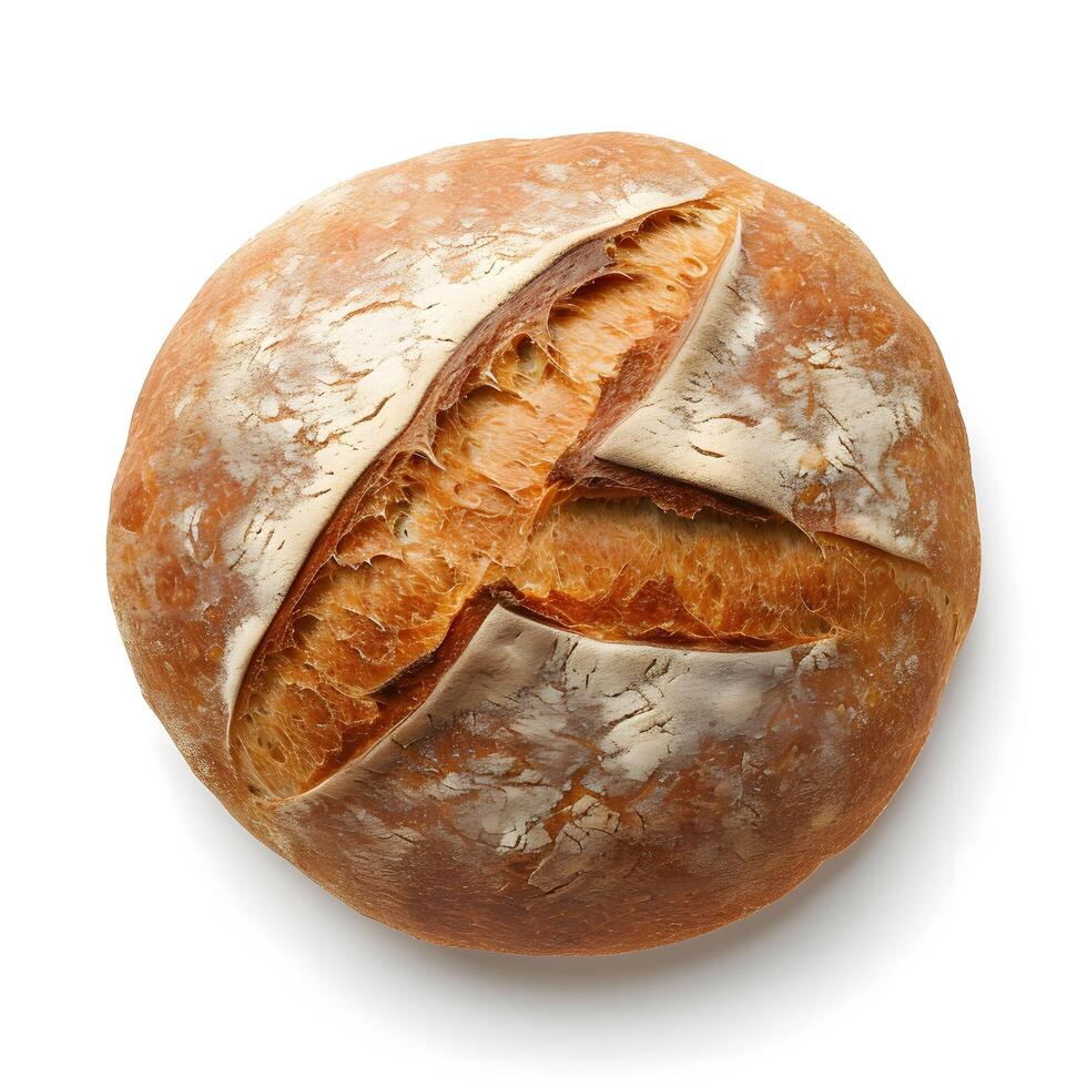 ai gegenereerd zuurdesem brood geïsoleerd Aan wit achtergrond foto