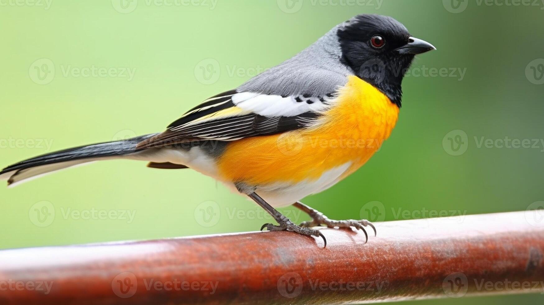 ai generatief een mannetje van witbuik roodstaartje hodgsonius fenicuroides staand Aan de log foto