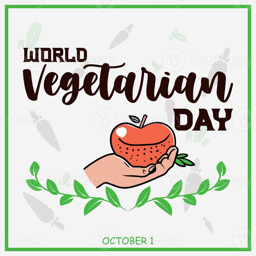 wereld vegetarisch dag. wereld vegetarisch dag is opgemerkt jaarlijks in de omgeving van de planeet Aan oktober 1. wereld vegetarisch dag banier ontwerp. poster, banier, omslag, laatstgenoemd, bladzijde, vector, folder, borsteliger foto