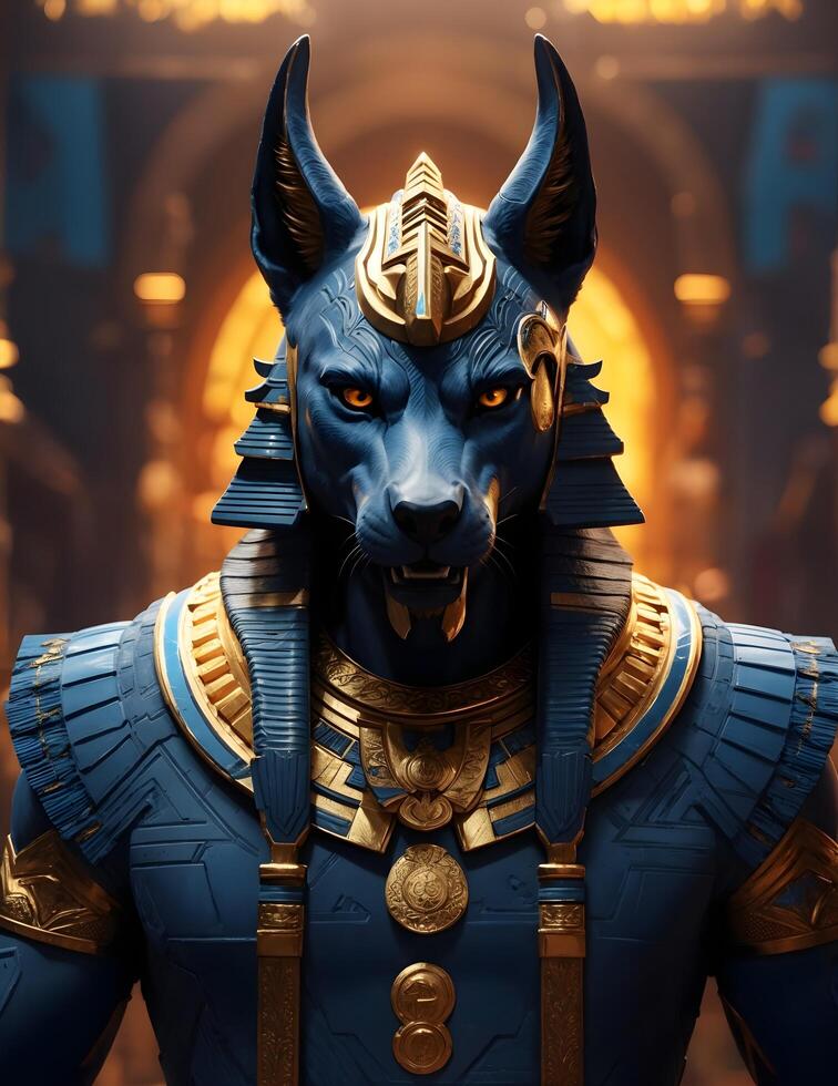 ai generatief portret og god Anubis, Egyptische mythologie nft stijl kunst foto