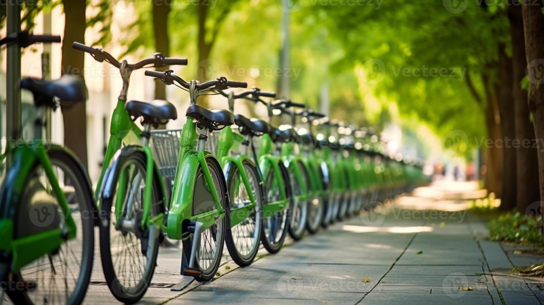 ai generatief fietsen voor huur in stad milieu Londen Engeland foto