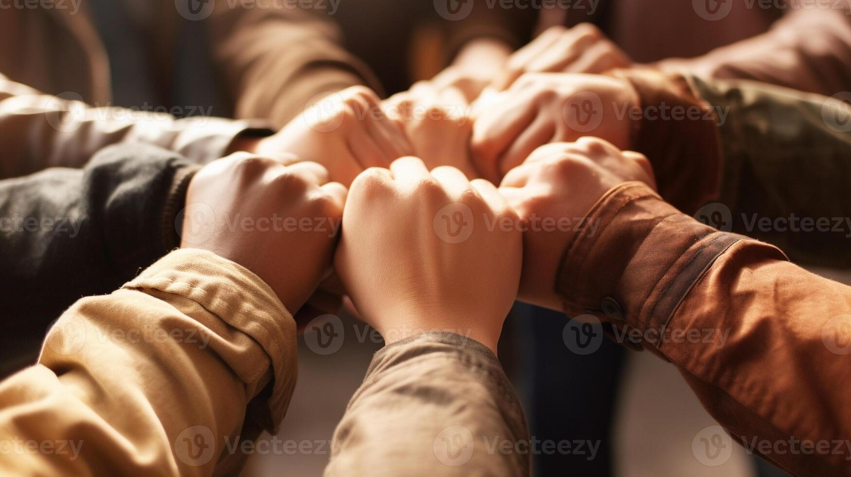 ai generatief multiraciaal groep van jong mensen maken vuist buil net zo symbool van eenheid gemeenschap en solidariteit samenspel toetreden handen en ondersteuning samen foto