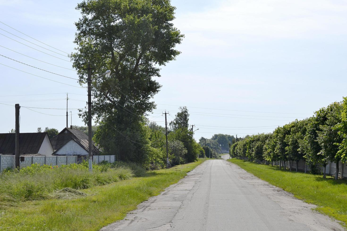 mooie lege asfaltweg op het platteland op gekleurde achtergrond foto
