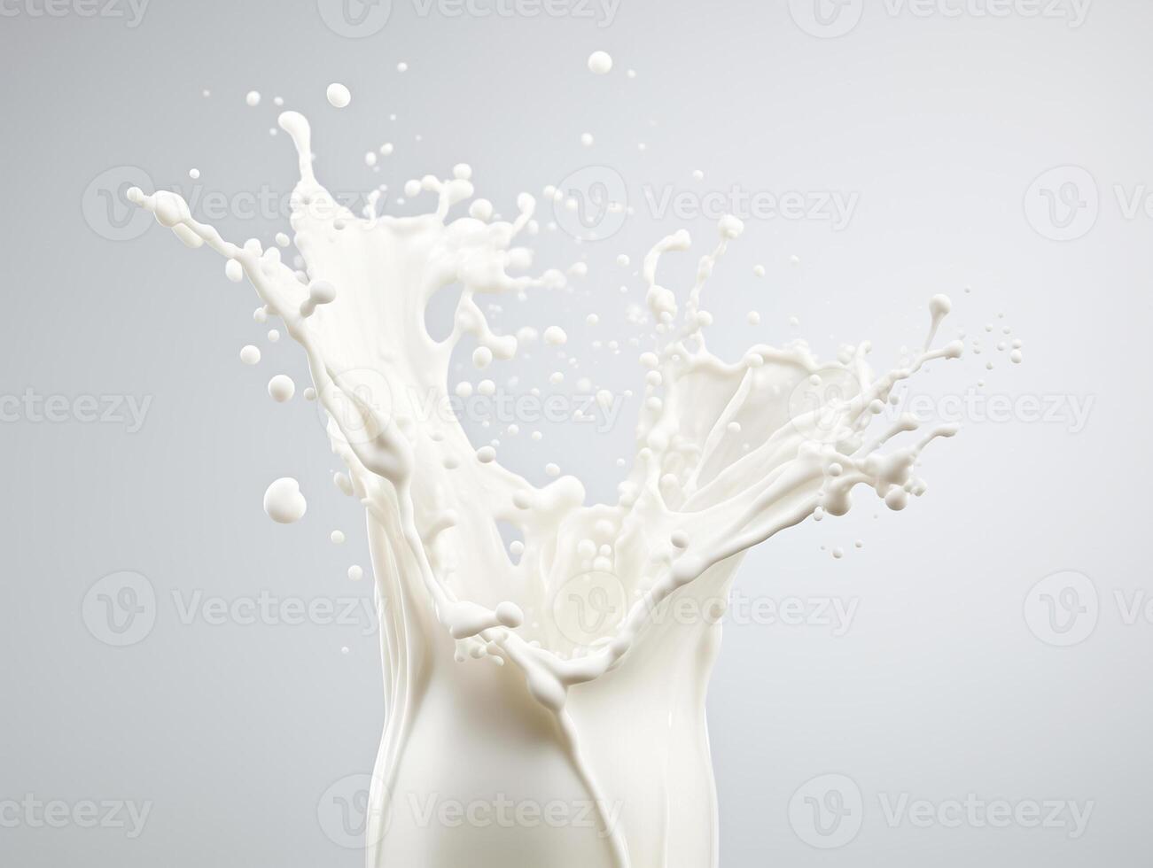 ai gegenereerd melk plons of wit vloeistof plons geïsoleerd Aan wit achtergrond met kopieerruimte. gegenereerd ai foto