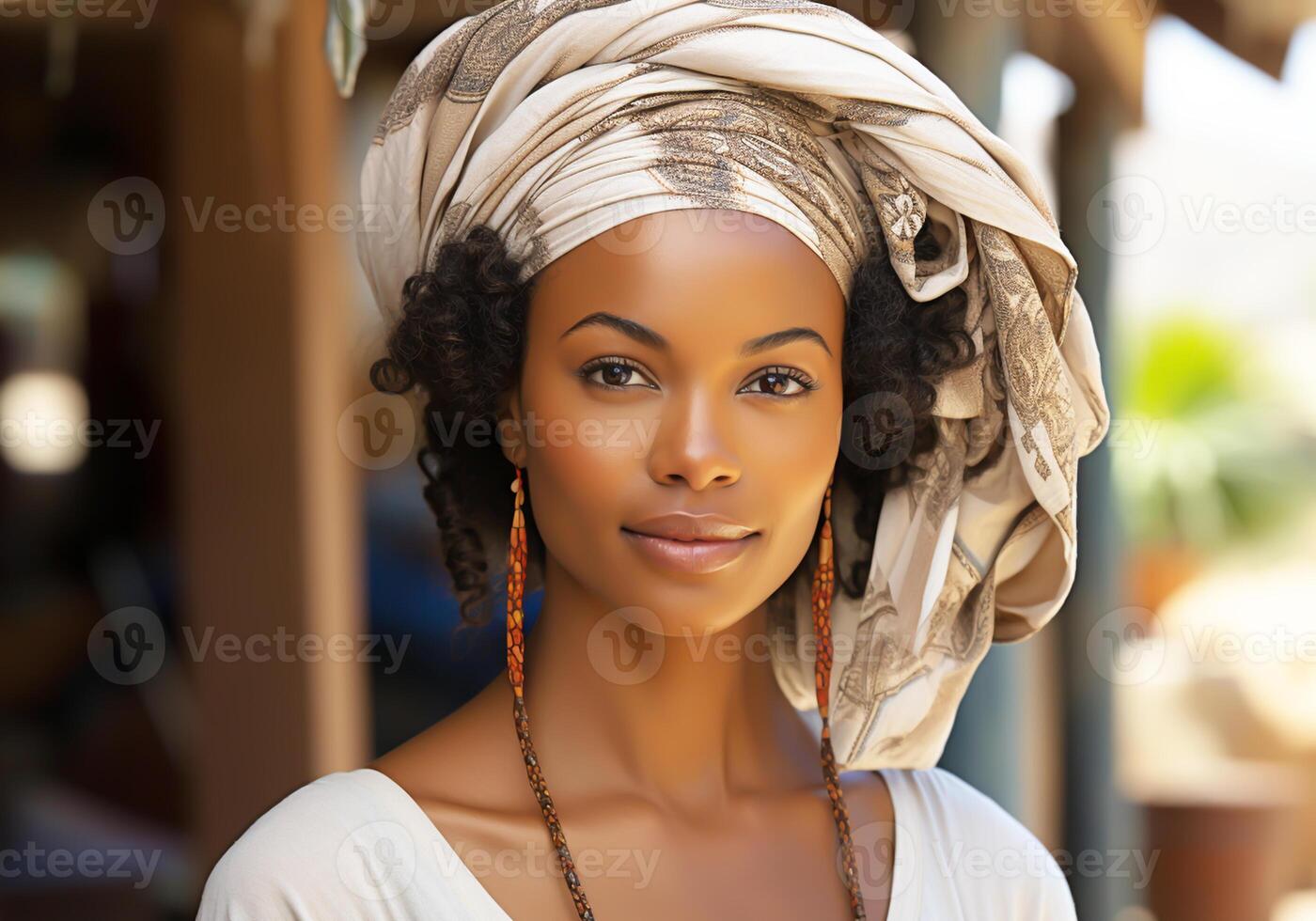 ai gegenereerd vrouw in traditioneel kleren en hoofddoek. vrouw dag. traditie en cultuur foto