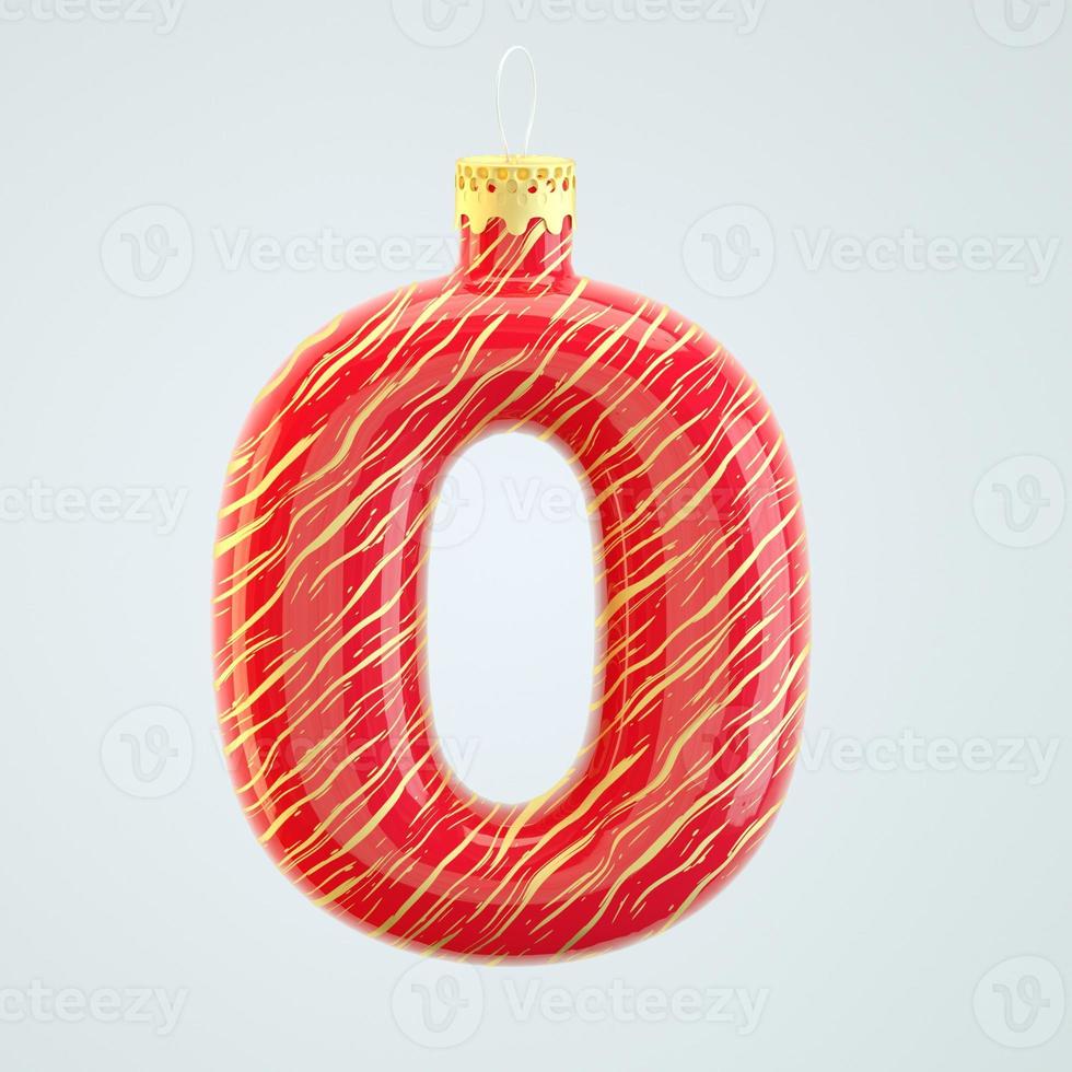 rood nummer nul kerst speelgoed geïsoleerd wit 3d render foto