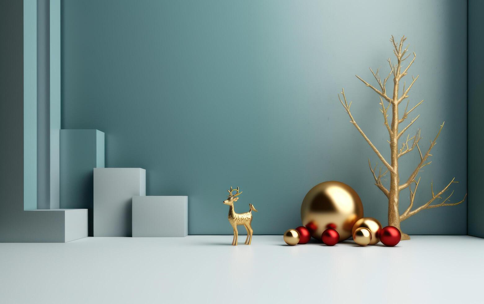 ai gegenereerd feestelijk Kerstmis tafereel podium voor producten vitrine of promotionele uitverkoop met minimalistisch. ai gegenereerd foto