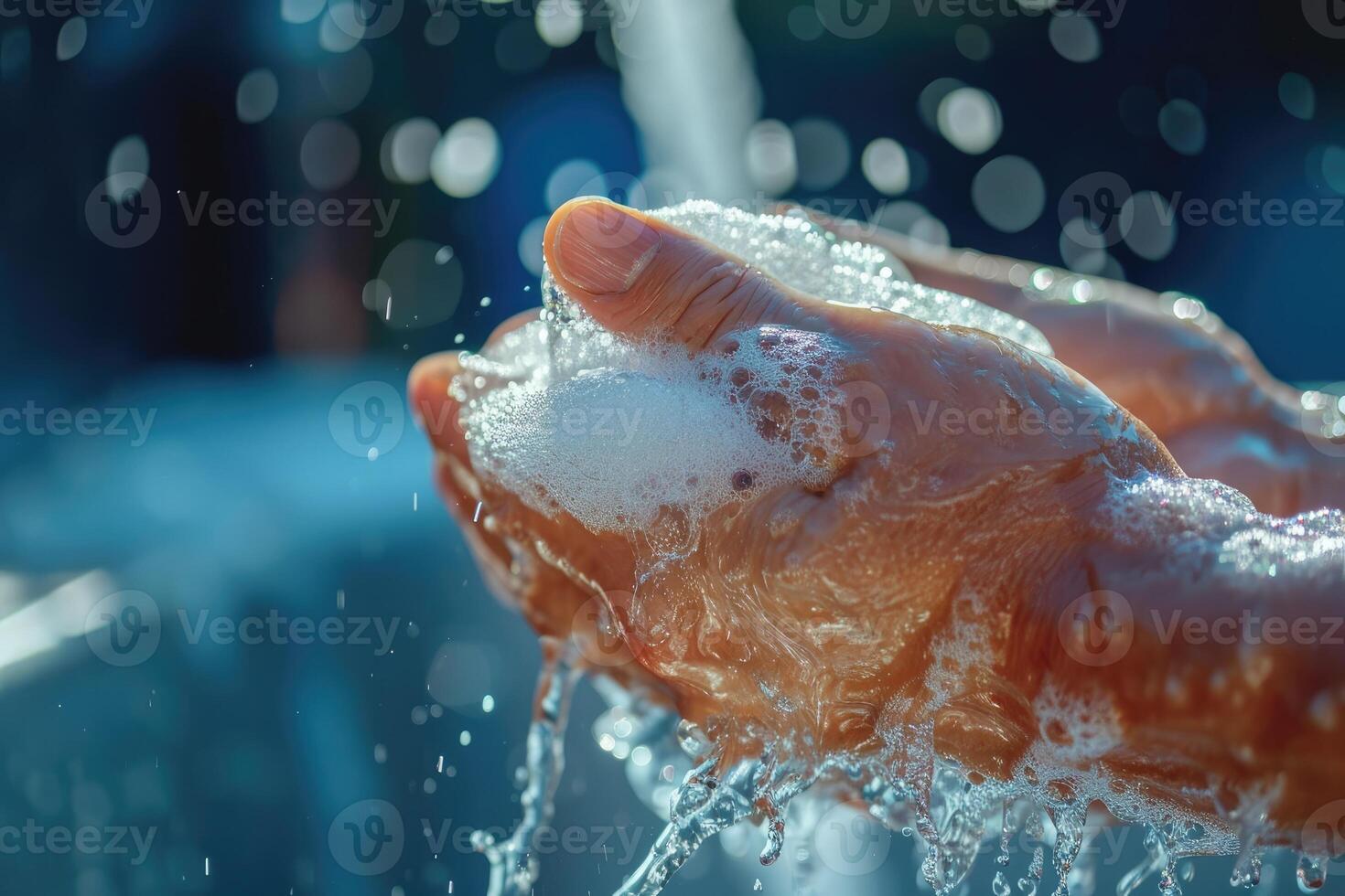 ai gegenereerd hand- het wassen met zeep naar voorkomen griep en coronavirus, hygiëne en ontsmetting foto
