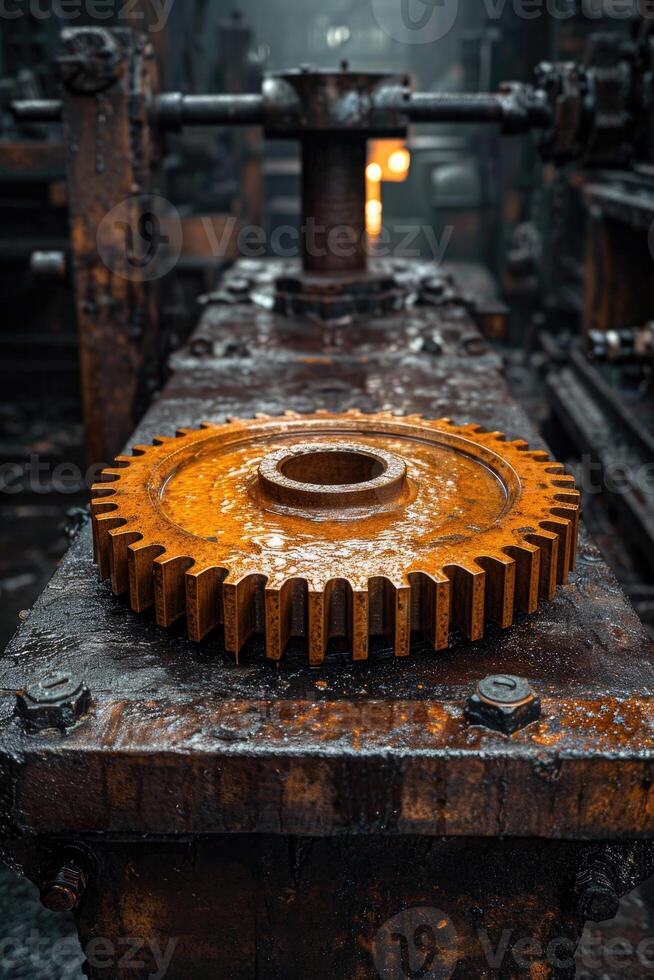 ai gegenereerd details de uitrusting is gemaakt van metaal. mechanisch versnellingen gemaakt van staal foto