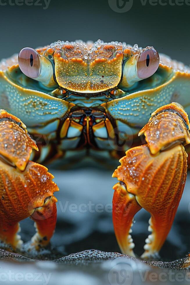 ai gegenereerd detailopname van een groot krab in haar natuurlijk leefgebied foto