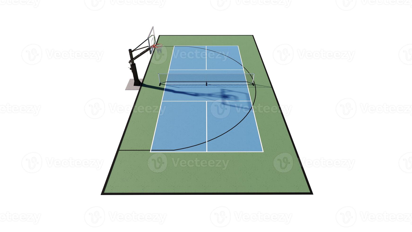 antenne visie van een 3d geven combinatie basketbal en augurk rechtbank multi sport foto