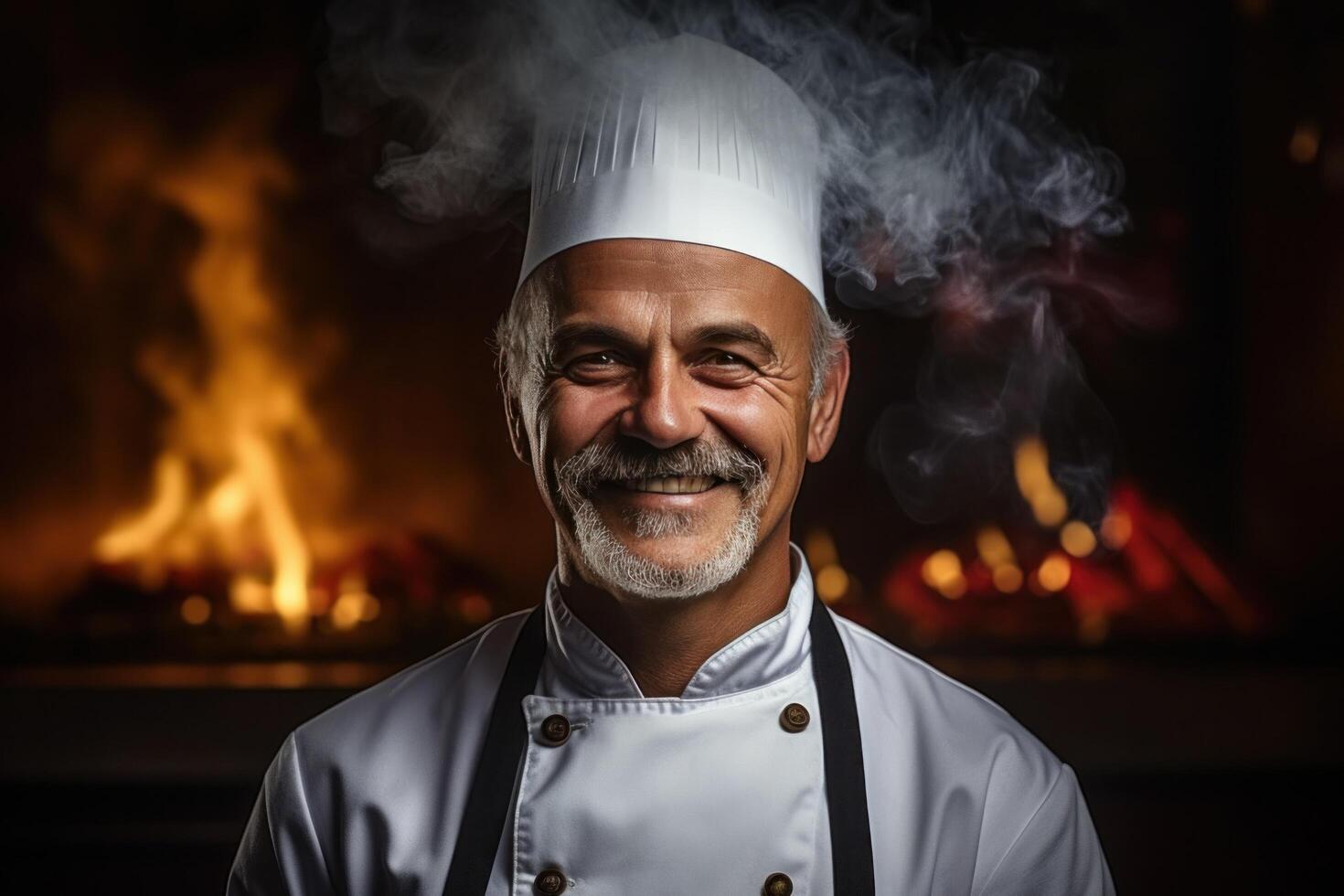 ai gegenereerd professioneel chef gelukkig einde foto