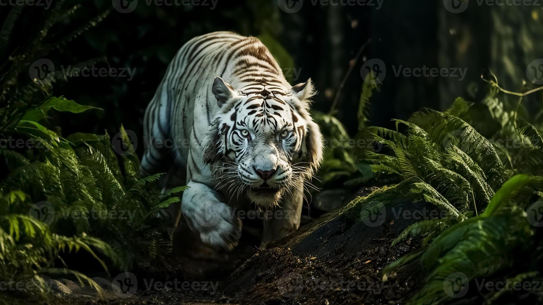 ai gegenereerd wit tijger in de Woud, panthera Tigris altaica. foto